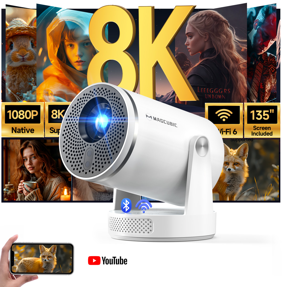 Home Improvement Videos - โปรเจคเตอร์ Magcubic Android 14 Native 1080P