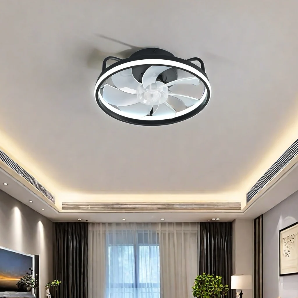 Ceiling Fan Mount - 2 in 1 โมเดิร์นพัดลมเพดานสมาร์ทพัดลมเพดานห้องนอนพร้อมแสงและควบคุมห้องนั่งเล่นร้านอาหารตกแต่งในร่มพัดลมเพดาน LED