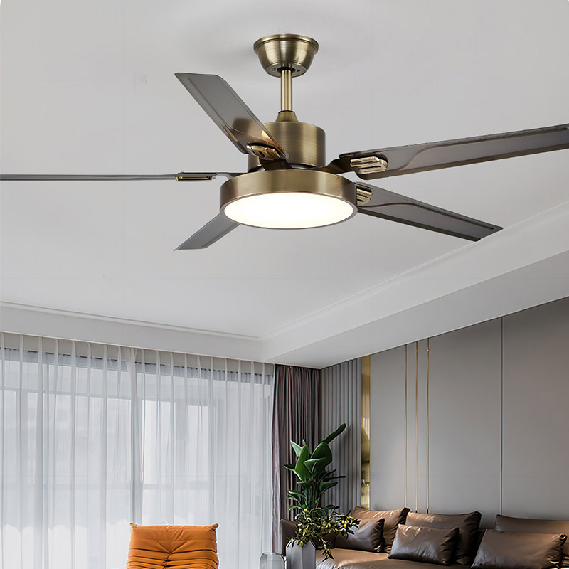 Ceiling Fan Mount - พัดลมเพดานสไตล์เรโทรพร้อมไฟ, แรงลมสูง, โคมไฟ LED แบบติดเพดานสไตล์วินเทจ, พร้อมรีโมทคอนโทรลสำหรับห้องนั่งเล่นและห้องรับประทานอาหาร