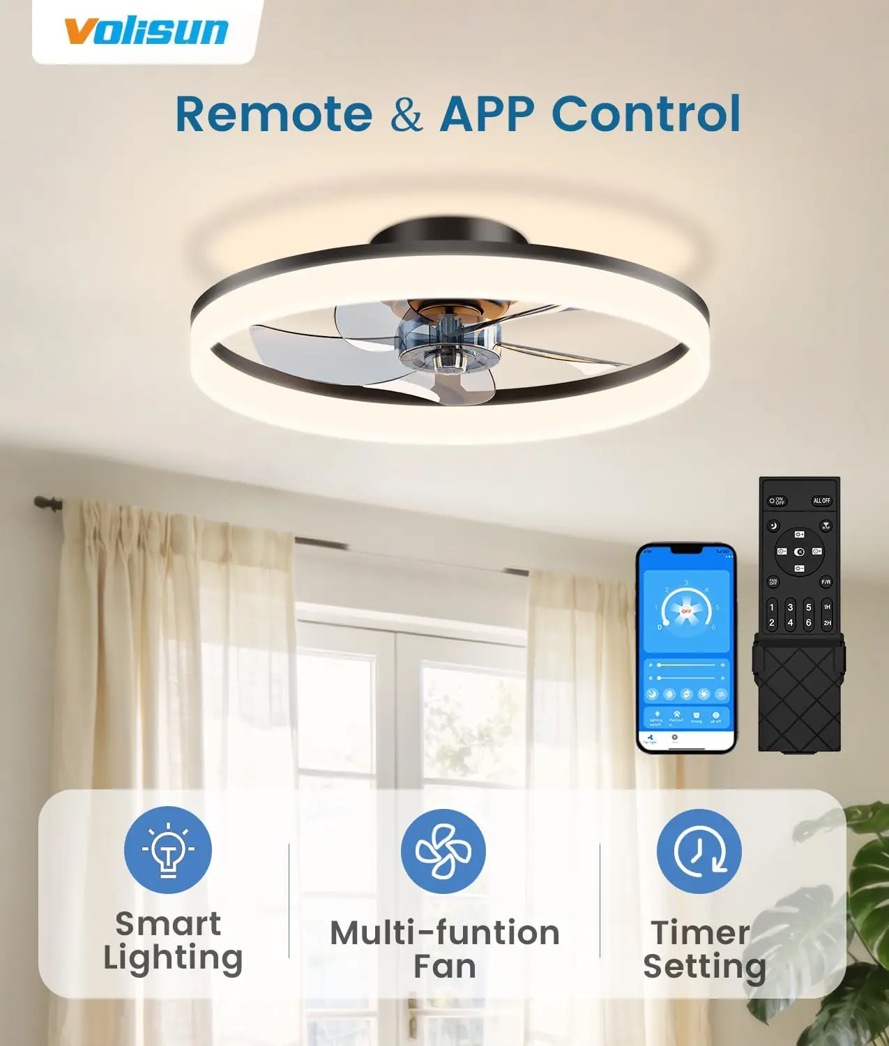 พัดลมเพดานแบบบางพร้อมไฟและรีโม - Ceiling Fan Mount บทวิจารณ์และราคา